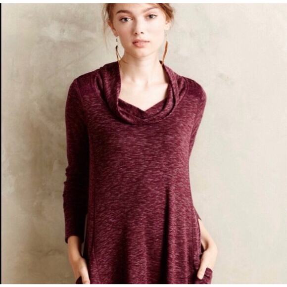 Anthropologie Saturday Sunday Tunic Dress Cowl Neck Long Sleeve Crochet Size L - Picture 7 of 16